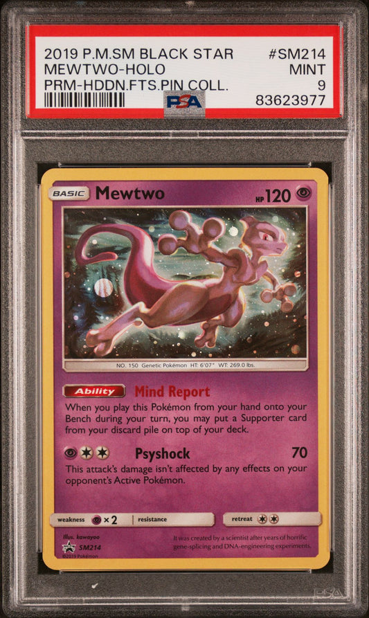 HIDDEN FATES MEWTWO BLACK STAR PROMO #SM214 PSA 9