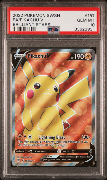 BRILLIANT STARS PIKACHU V FULL ART #157 PSA 10